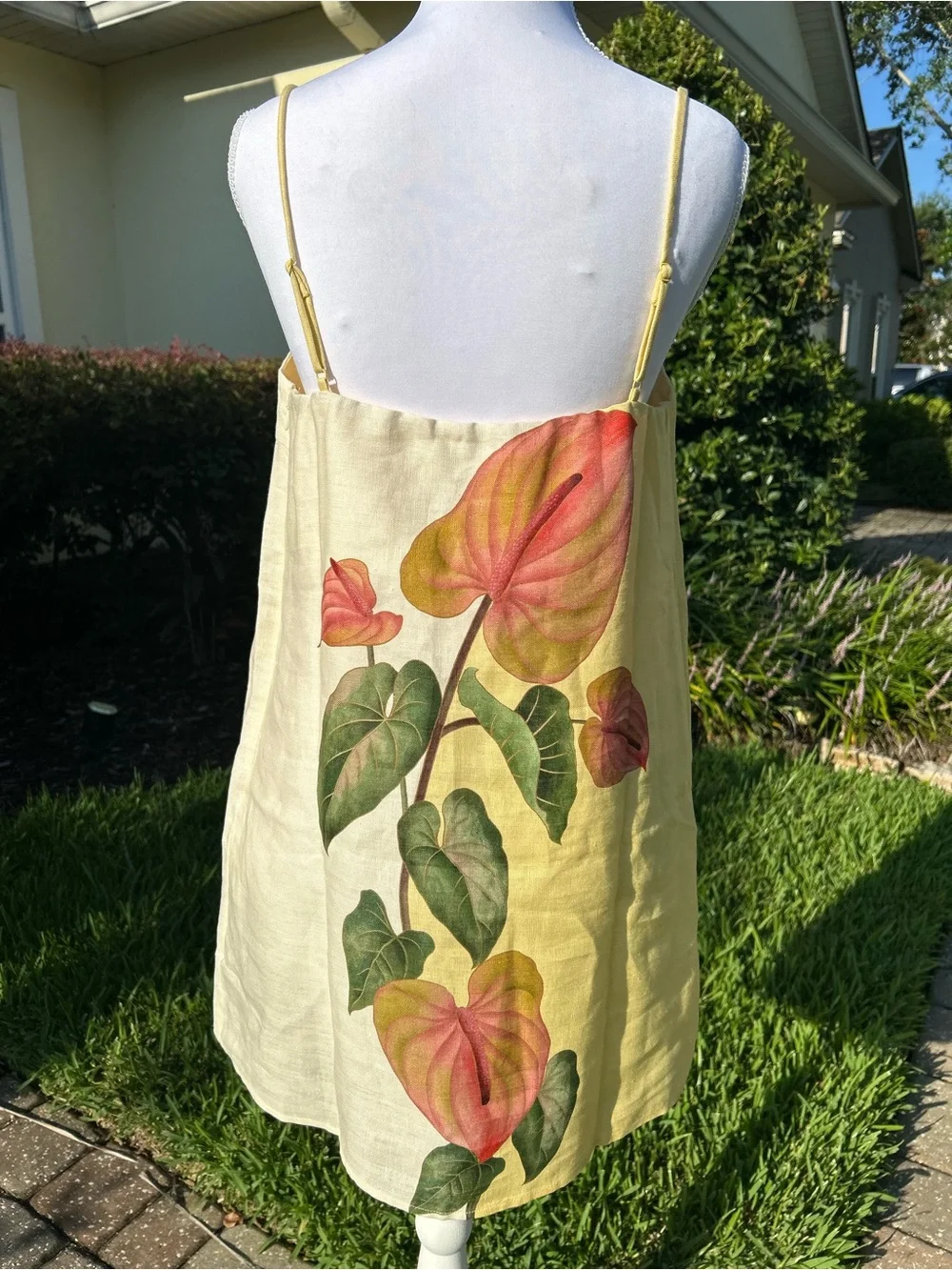 NWT🌷FARM Rio Golden Yellow Anthurium Square Neck Mini Dress